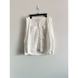 Theory Magena White Over-The-Shoulder Button-Down Shirt S Minimalist Soft Academ